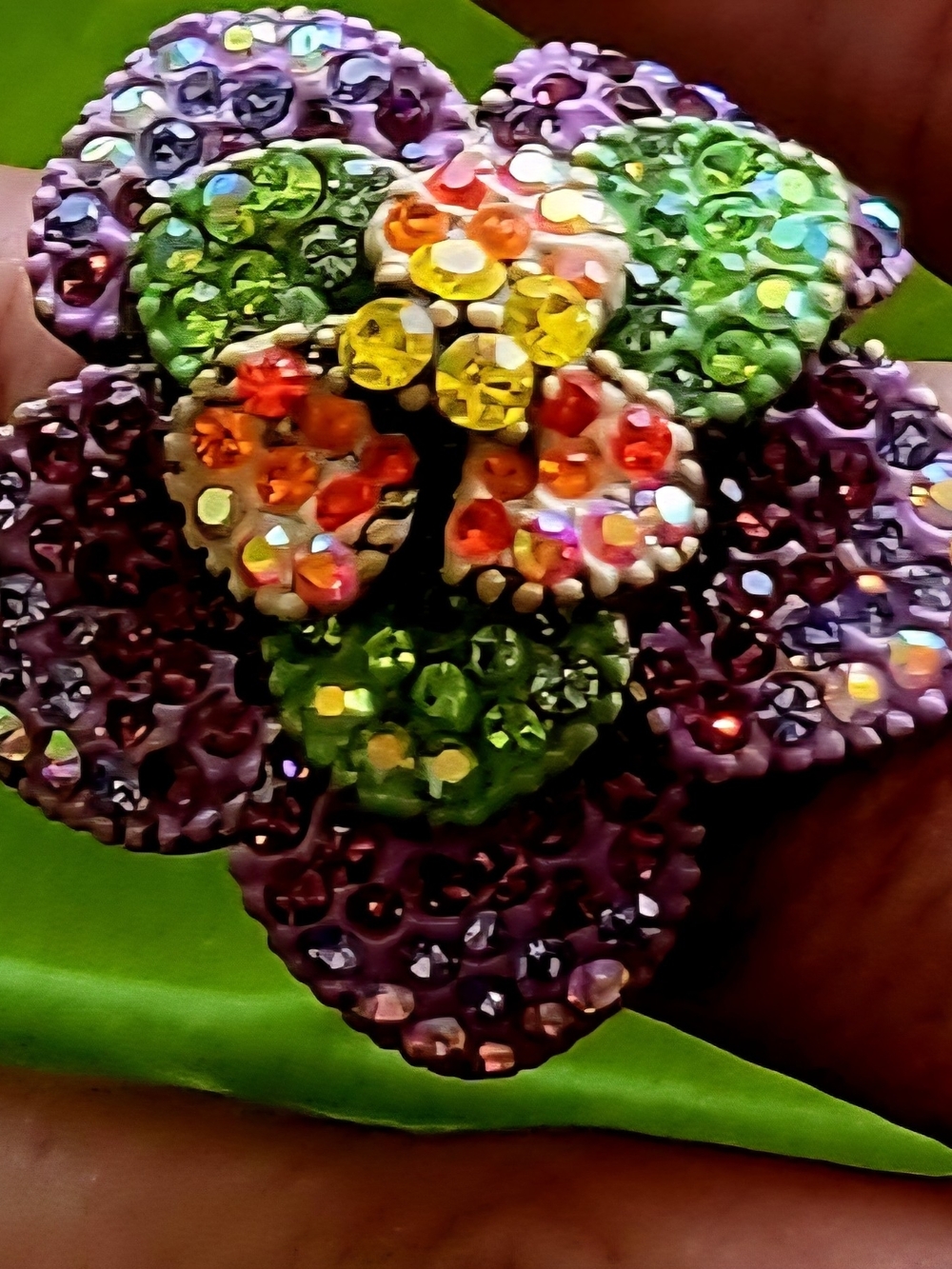Kirks Folly Flower Multicolor Crystal Rhinestones Ring Size 7